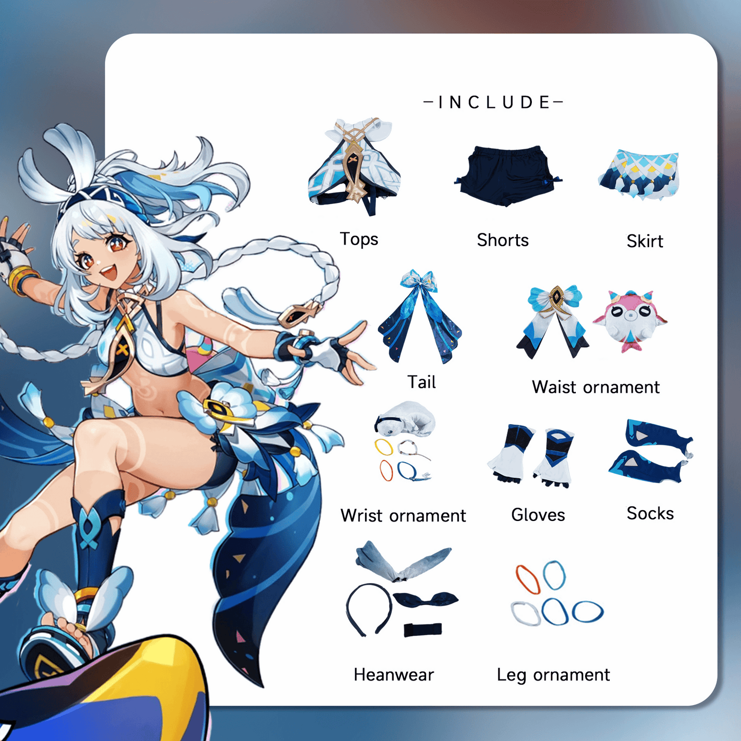 Genshin Impact Mualani Complete Cosplay Costume Outfit