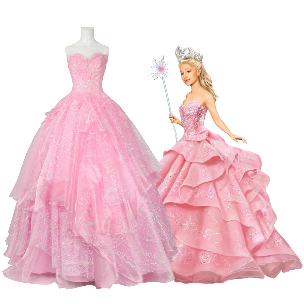 Film Wicked Glinda Glynda Cosplay Costume Spaghetti Strap Ball Gown Crinoline