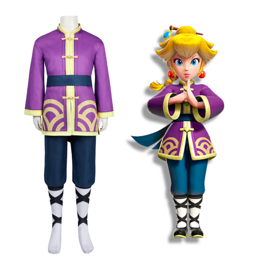 Princess Peach Showtime! Kids Kungfu Suit Cosplay Costume | Gaming Outfit