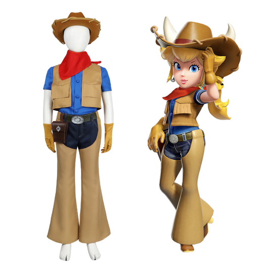 Princess Peach Showtime! Kids Cowgirl Cosplay Costume | Gaming Outfit