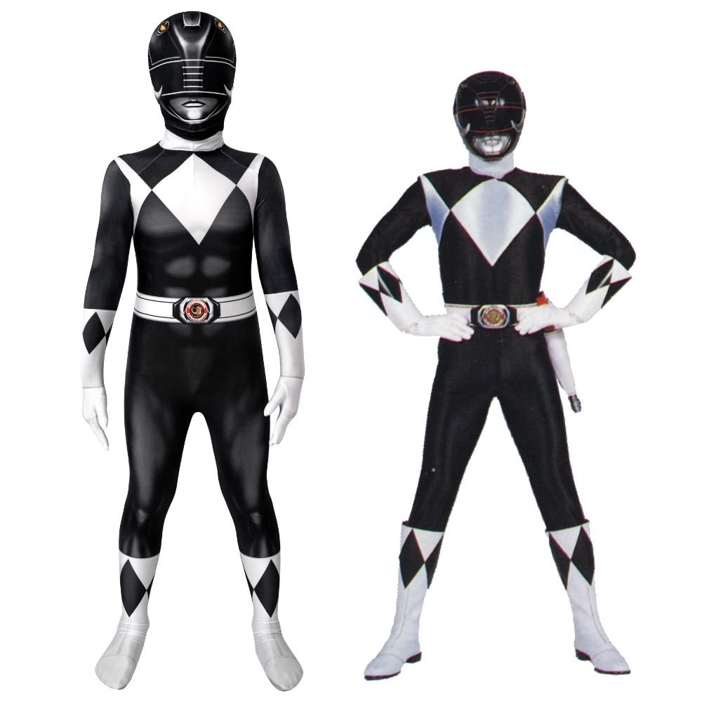 Power Rangers Kids Black Ranger Zack Cosplay Costume | Superhero Outfit