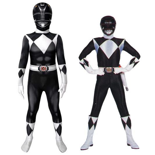 Power Rangers Kids Black Ranger Zack Cosplay Costume | Superhero Outfit