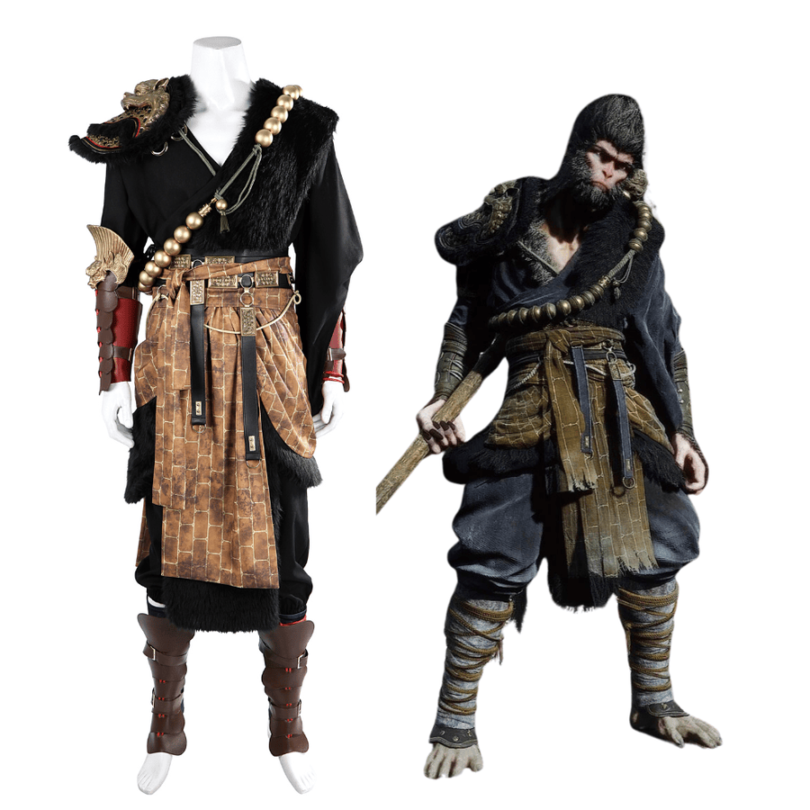Black Myth Wukong Ebongold Silk Robe Cosplay Costume | Fantasy Outfit