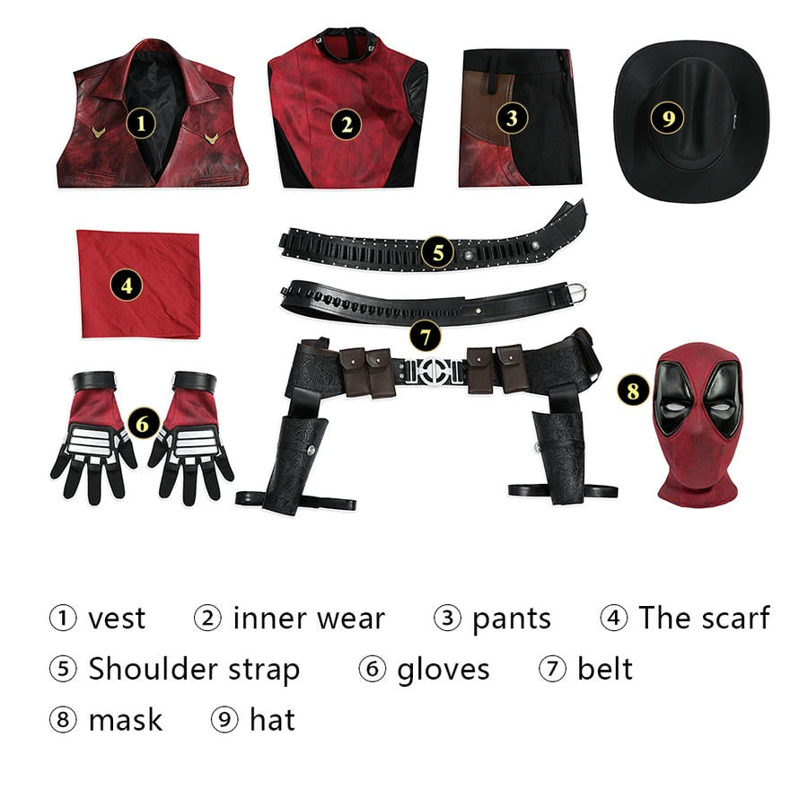 Deadpool 3 Cowboy Deadpool Cosplay Costume | Marvel Outfit