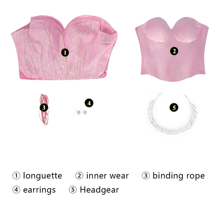 Wicked Part One Glinda Cosplay Costume | Movie Outfit