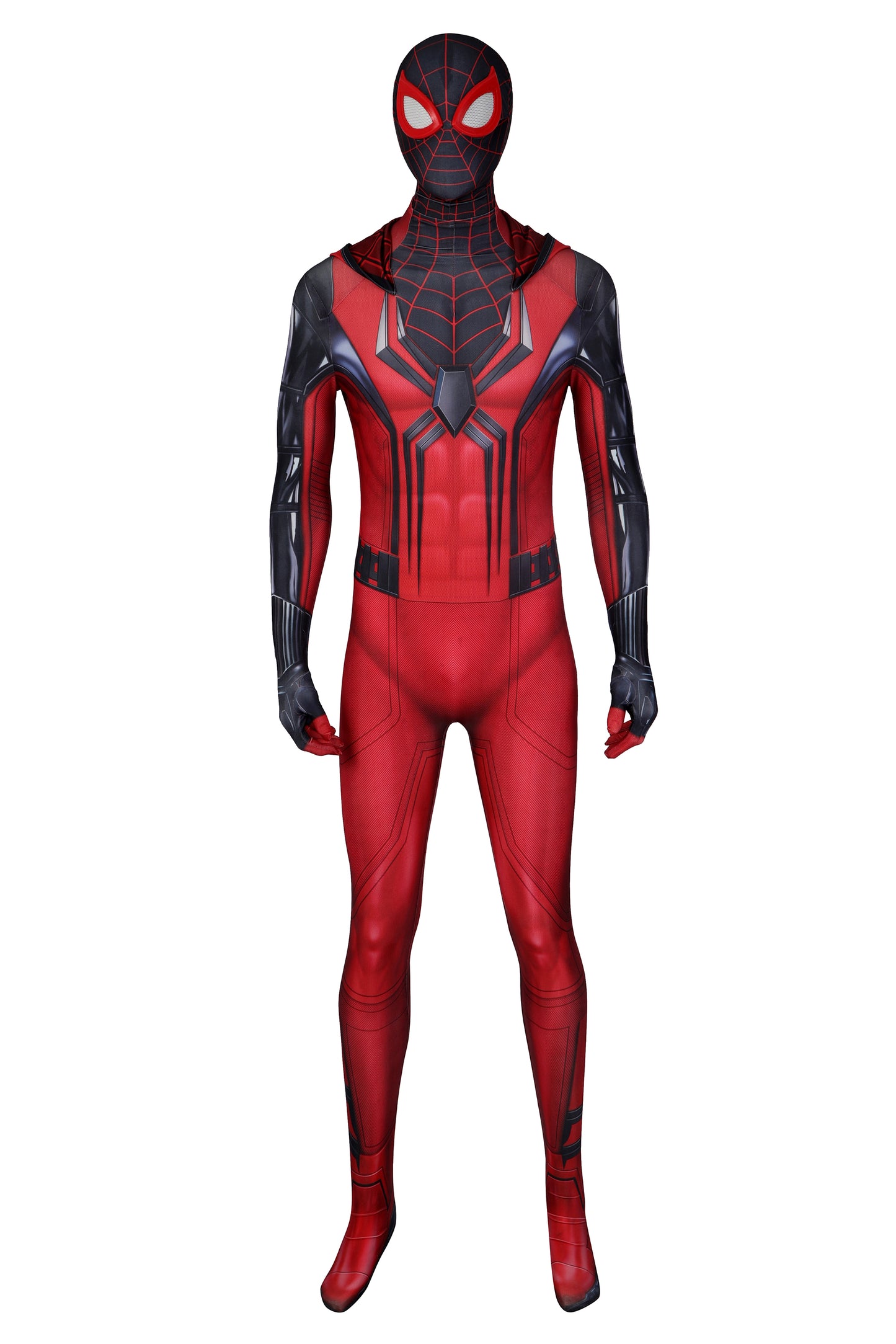 Marvel Spiderman PS5 Crimson Cowl Suit Complete Cosplay Costume Outfit