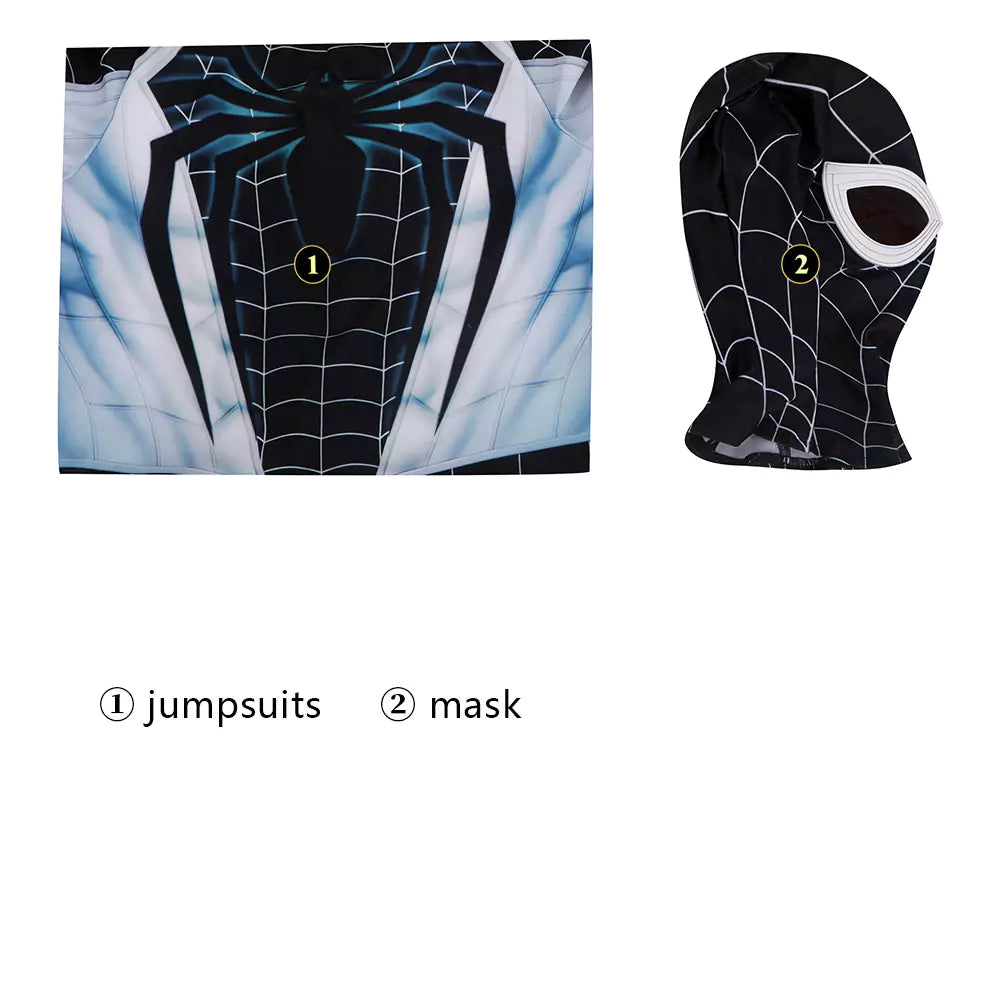 Marvel Children Spiderman PS5 Negative Suit Complete Cosplay Costume Outfit