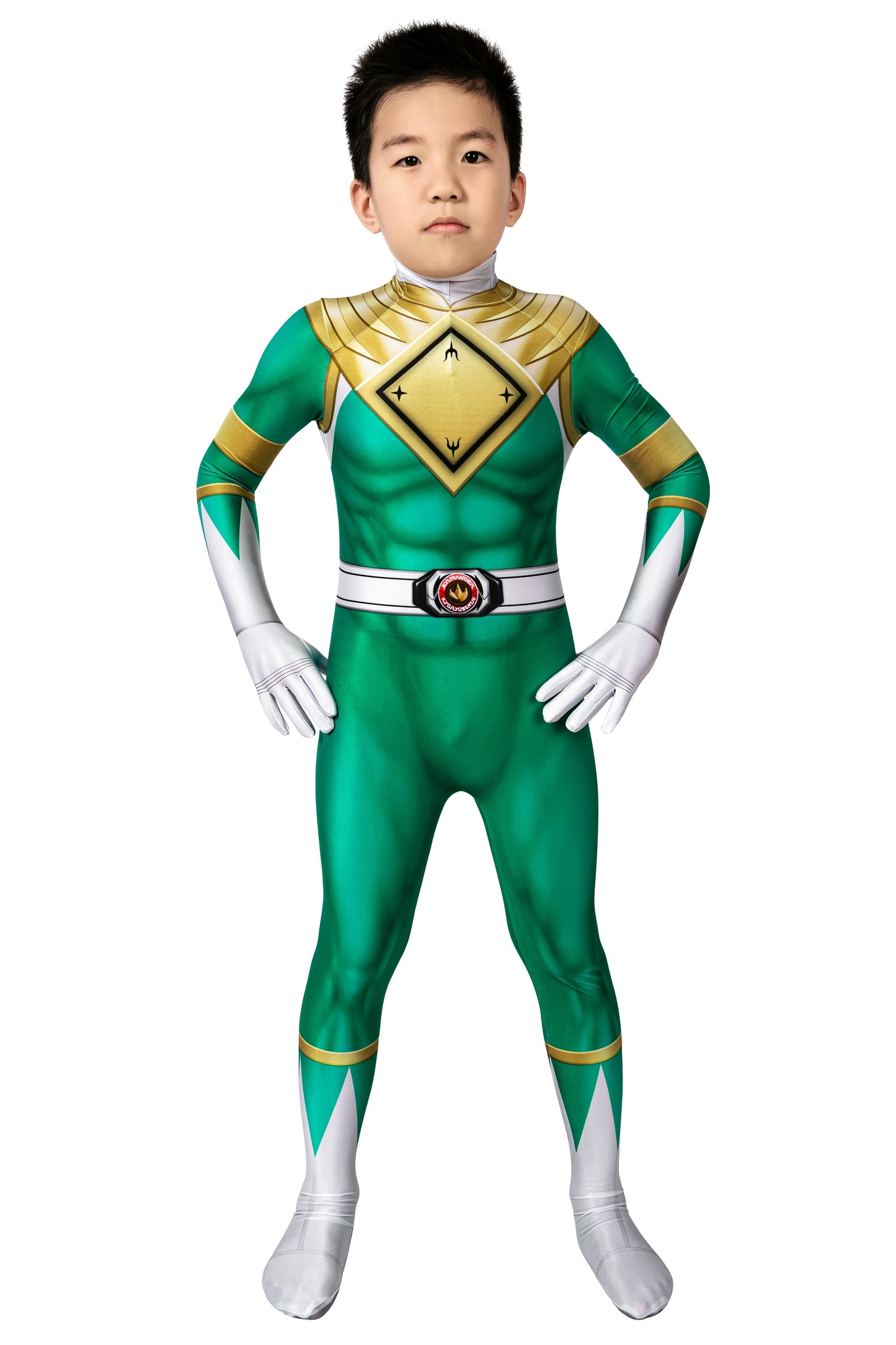 Power Ranger Kids Tommy Green Ranger Complete Cosplay Costume Outfit