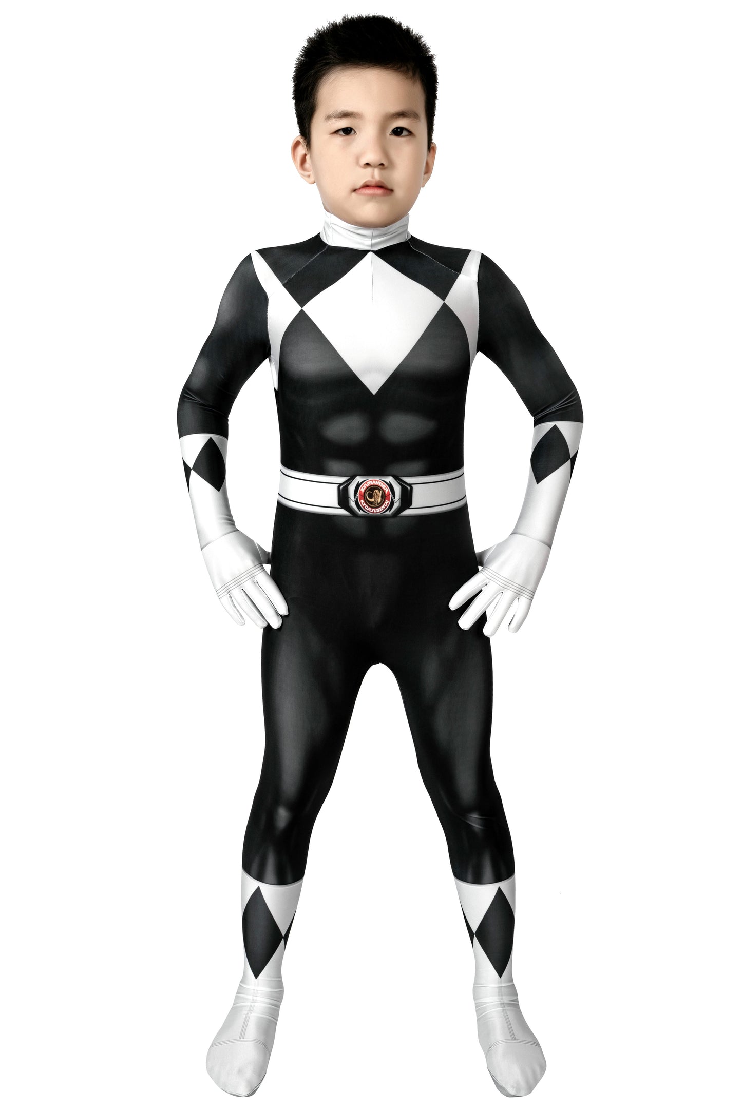 Power Ranger Kids Zack Black Ranger Complete Cosplay Costume Outfit