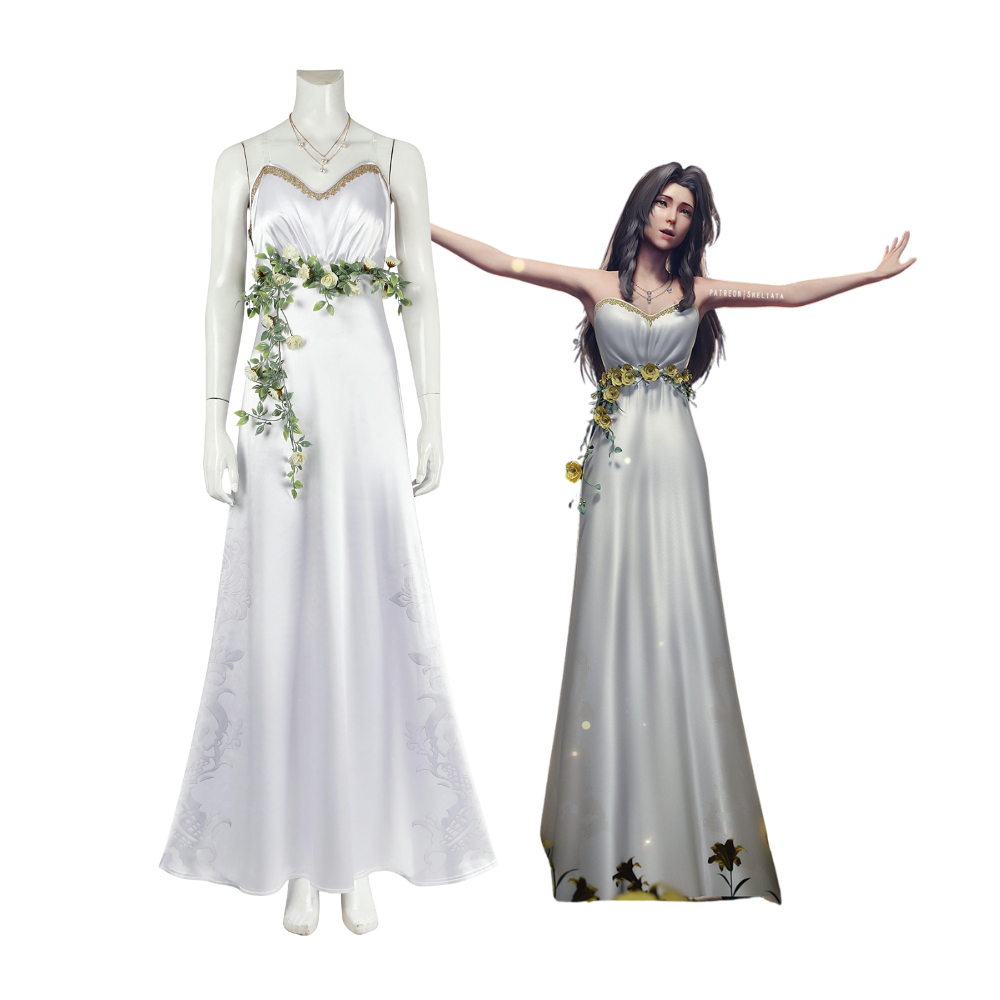 Final Fantasy VII Aerith Dress Cosplay Costume | Gaming Outfit