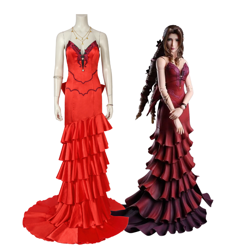 Final Fantasy VII Aerith Gainsborough Dress Cosplay Costume | Gaming Outfit