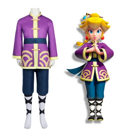 Princess Peach Showtime! Kids Kungfu Suit Complete Cosplay Costume Outfit