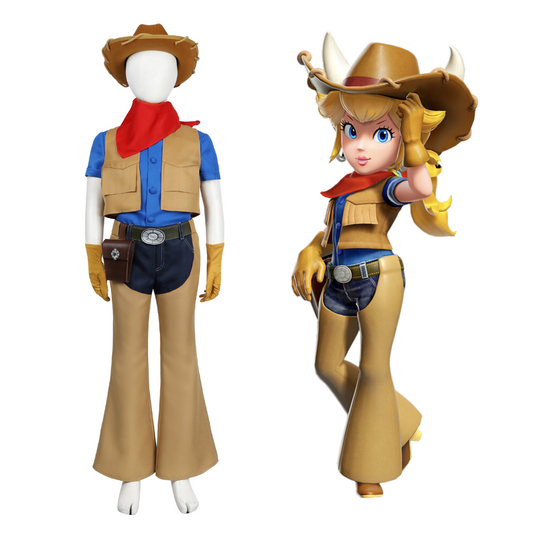 Princess Peach Showtime! Kids Cowgirl Complete Cosplay Costume Outfit