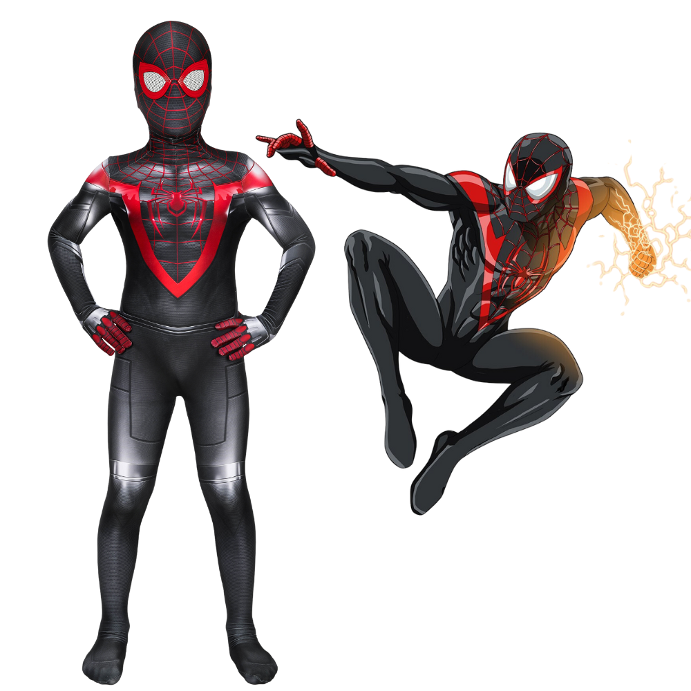 Kids Spider-Man PS5 Miles Morales Cosplay Costume | Marvel Outfit