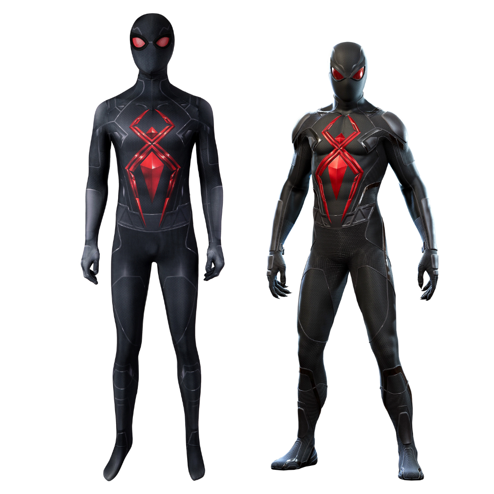 Marvel Spiderman Dark Suit Complete Cosplay Costume Outfit