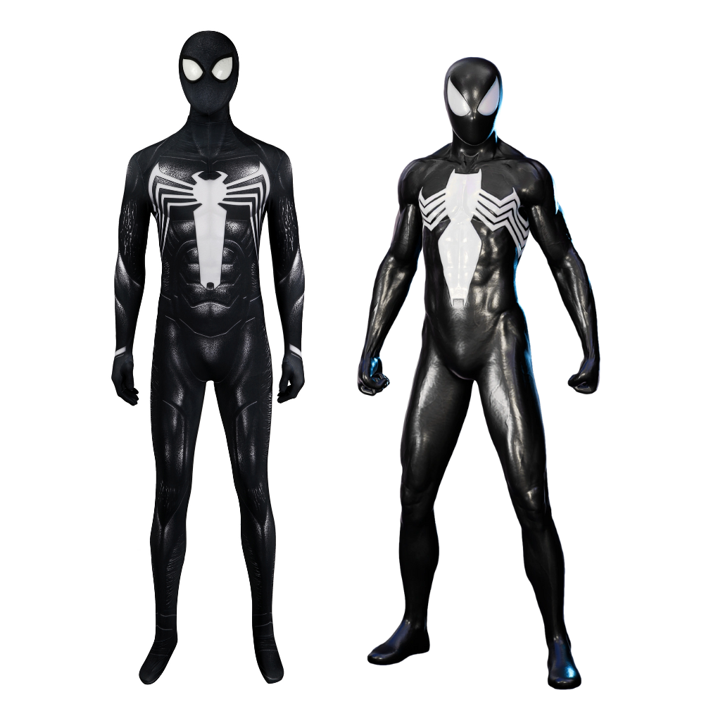 Marvel Spiderman 2 Black Suit Complete Cosplay Costume Outfit