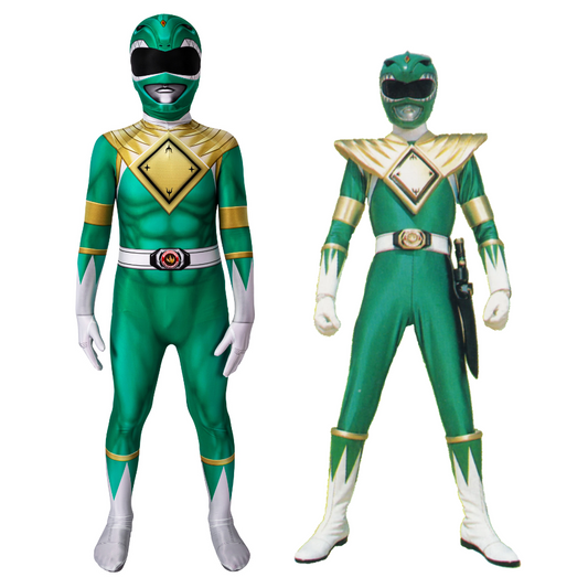 Power Ranger Kids Tommy Green Ranger Complete Cosplay Costume Outfit