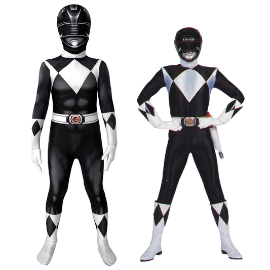 Power Ranger Kids Zack Black Ranger Complete Cosplay Costume Outfit