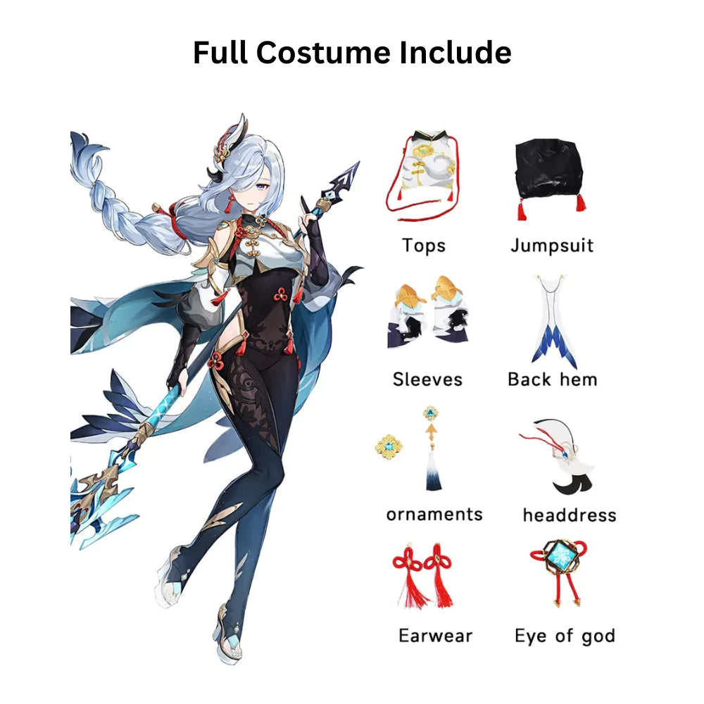 Genshin Impact Shenhe Complete Cosplay Costume Outfit