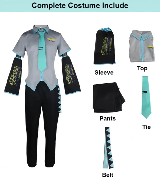 Hatsune Miku Vocaloid Male Grey Complete Cosplay Costume Outfit