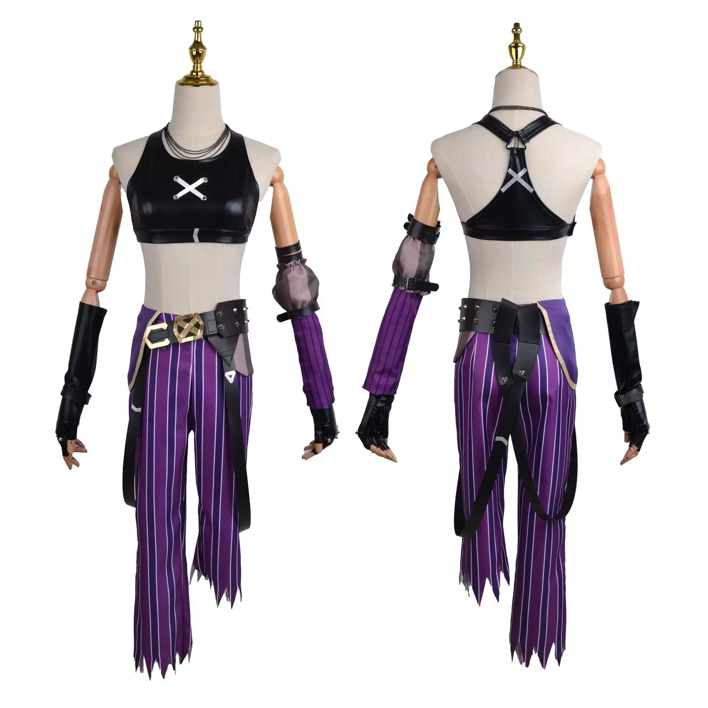 League of Legend Arcane Jinx Purple Complete Cosplay Costume Outfit