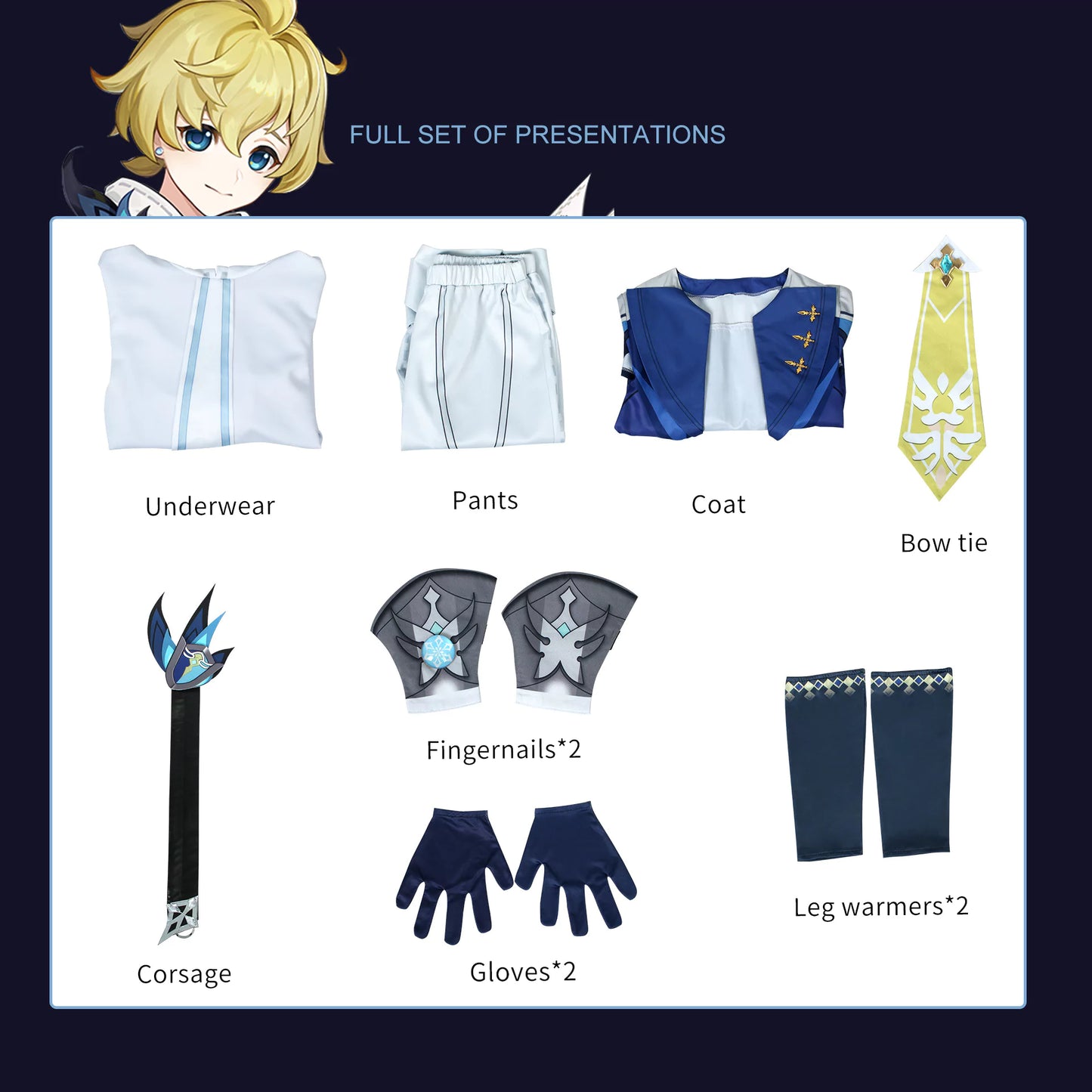 Genshin Impact Mika Complete Cosplay Costume Outfit