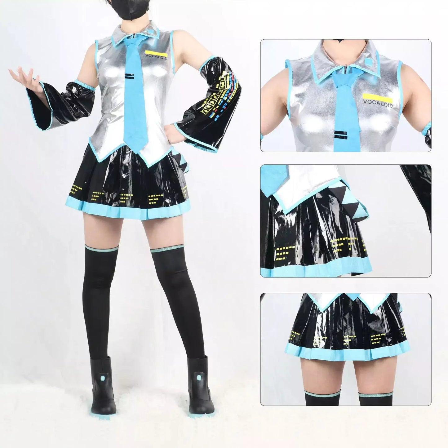 Hatsune Miku Vocaloid Female Silver Complete Cosplay Costume Outfit