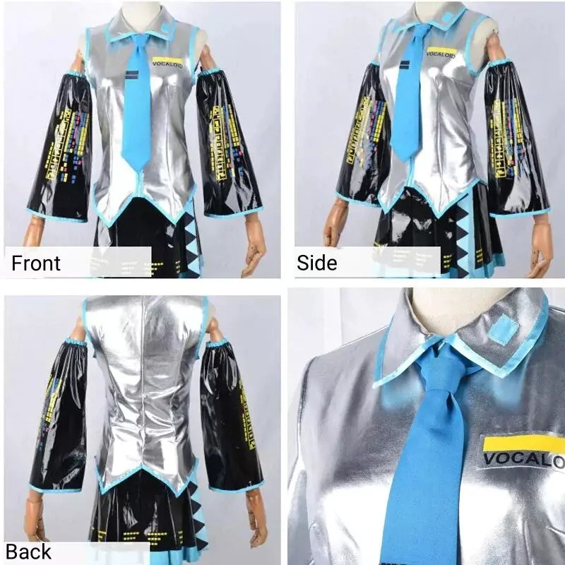 Hatsune Miku Vocaloid Female Silver Complete Cosplay Costume Outfit