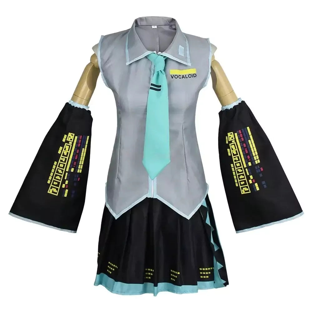 Hatsune Miku Vocaloid Female Grey Complete Cosplay Costume Outfit