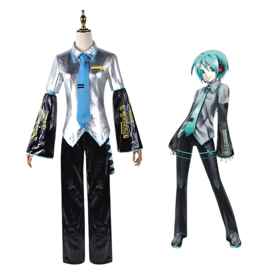 Hatsune Miku Vocaloid Male Silver Complete Cosplay Costume Outfit