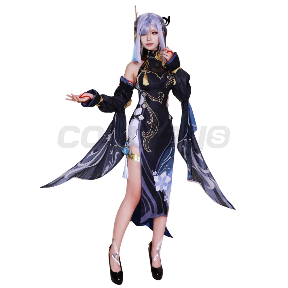 Genshin Impact Shenhe Complete Carnival Cosplay Costume Outfit