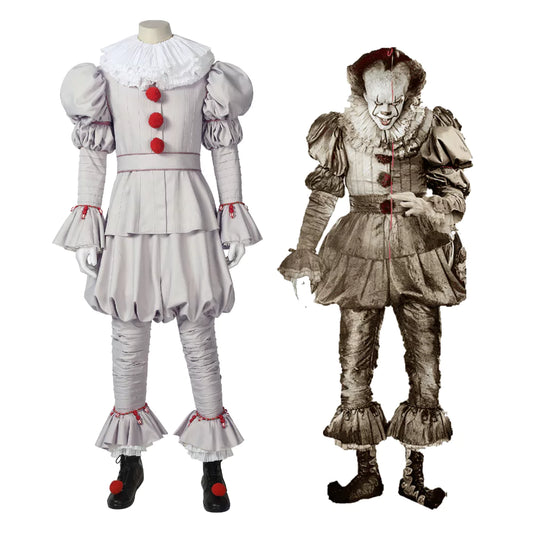 It Movie Pennywise Scary Clown Complete Cosplay Costume Outfit